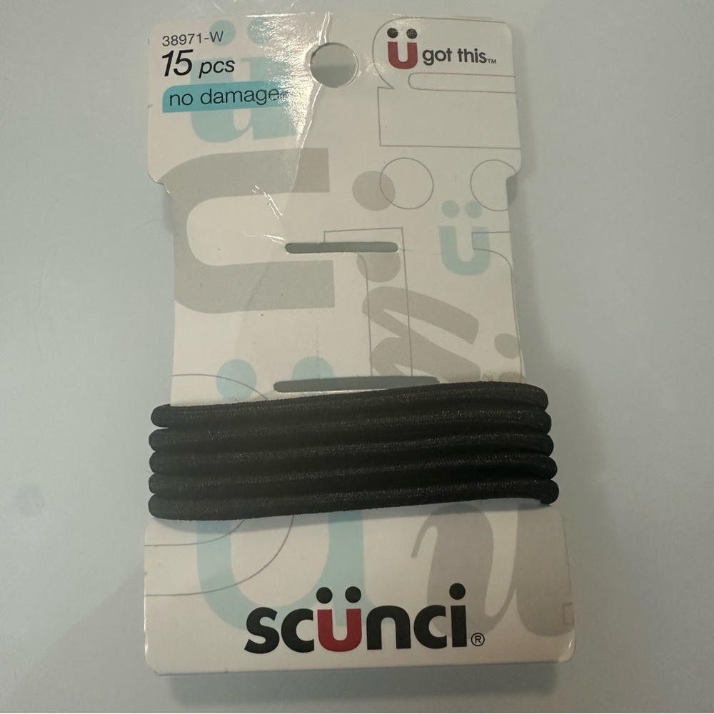 🆓FREE with purchase! Scünci New No Damage Elastic Hair Ties Set of 5 Black